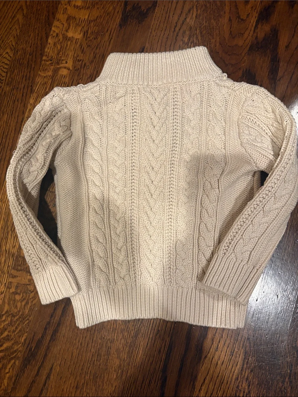 GAP Cream Cable-Knit Button-Front Preppy Turtleneck Sweater